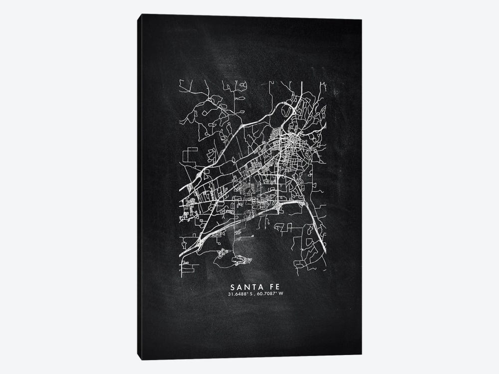 Santa Fe, Argentina City Map Chalkboard Style by WallDecorAddict 1-piece Canvas Print
