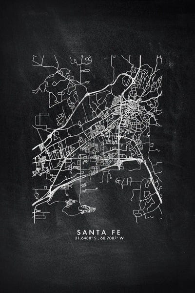 Santa Fe, Argentina City Map Chalkboard Style