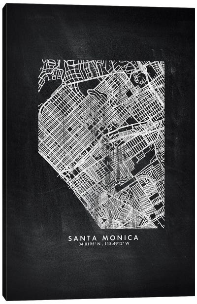Santa Monica City Map Chalkboard Style Canvas Art Print - Santa Monica