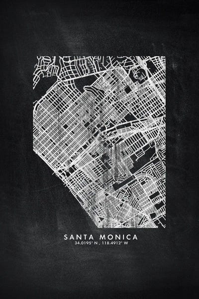 Santa Monica: Santa Monica City Map Chalkboard Style by WallDecorAddict