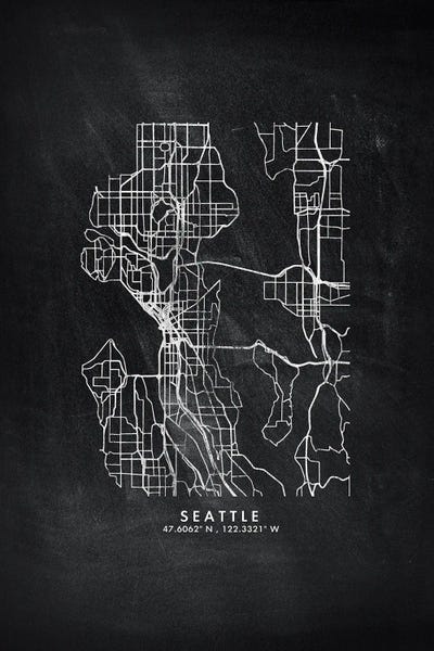 WallDecorAddict: Seattle City Map Chalkboard Style by WallDecorAddict