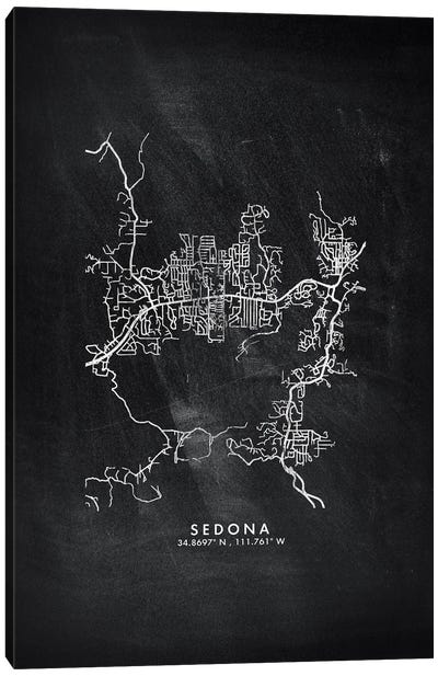 Sedona, Arizona City Map Chalkboard Style Canvas Art Print - Sedona
