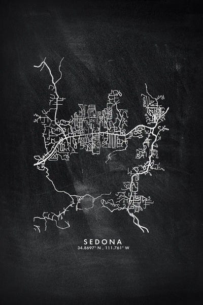 Sedona: Sedona, Arizona City Map Chalkboard Style by WallDecorAddict