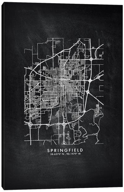 Springfield, Illinois City Map Chalkboard Style Canvas Art Print