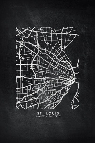 Saint Louis City Map Chalkboard Style by WallDecorAddict framed canvas print