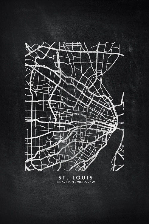 Saint Louis City Map Chalkboard Style
