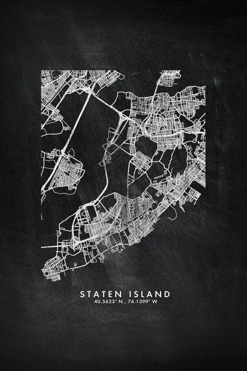 Staten Island, New York City Map Chalkboard Style