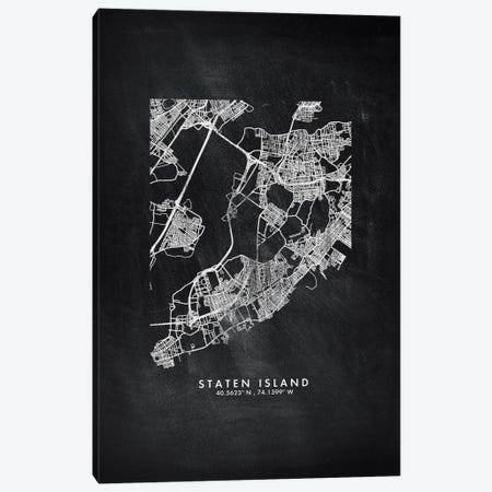 Staten Island, New York City Map Chalkboard Style Canvas Print #WDA2213} by WallDecorAddict Art Print