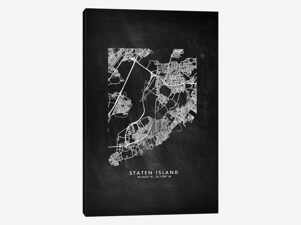 Staten Island, New York City Map Chalkboard Style by WallDecorAddict 1-piece Art Print