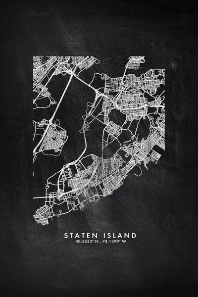 New York City Maps: Staten Island, New York City Map Chalkboard Style by WallDecorAddict