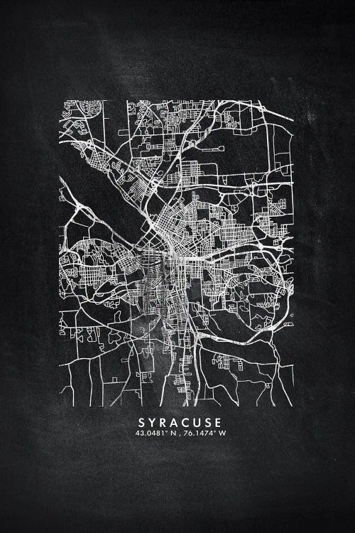 Syracuse City Map Chalkboard Style