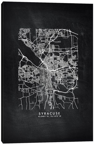 Syracuse City Map Chalkboard Style Canvas Art Print