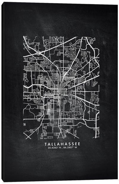Tallahassee, Florida City Map Chalkboard Style Canvas Art Print