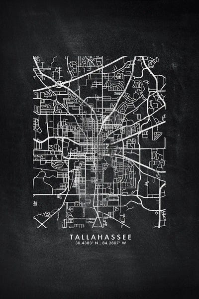 Tallahasse: Tallahassee, Florida City Map Chalkboard Style by WallDecorAddict