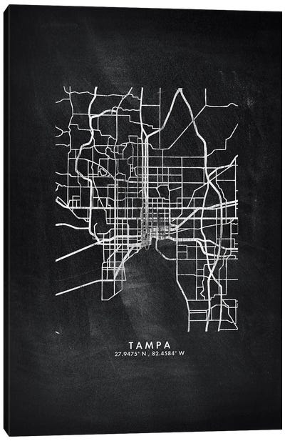 Tampa City Map Chalkboard Style Canvas Art Print - Tampa Bay
