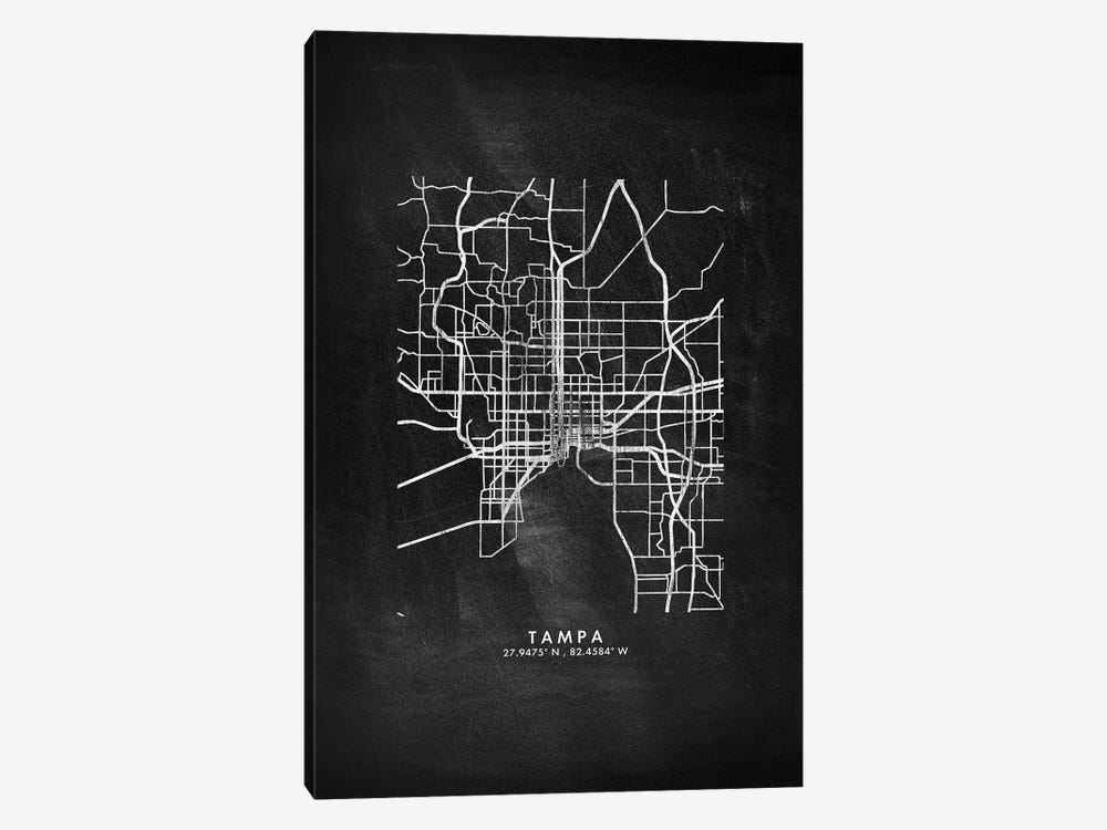 Tampa City Map Chalkboard Style by WallDecorAddict 1-piece Canvas Print