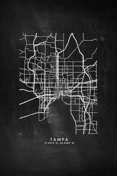 Places: Tampa City Map Chalkboard Style by WallDecorAddict