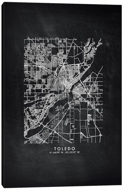 Toledo City Map Chalkboard Style Canvas Art Print - Ohio Art