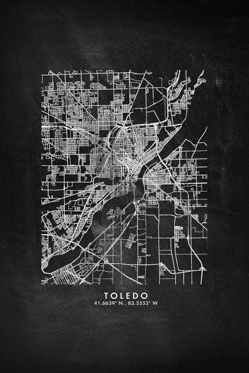 Toledo City Map Chalkboard Style