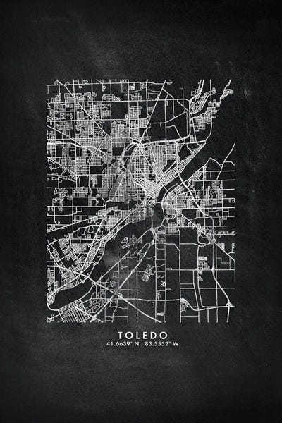 Toledo: Toledo City Map Chalkboard Style by WallDecorAddict