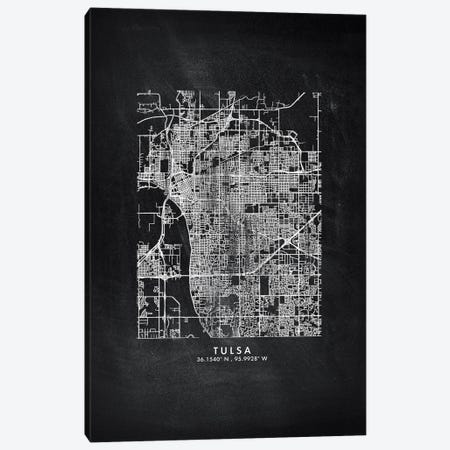 Tulsa City Map Chalkboard Style Canvas Print #WDA2219} by WallDecorAddict Canvas Art Print