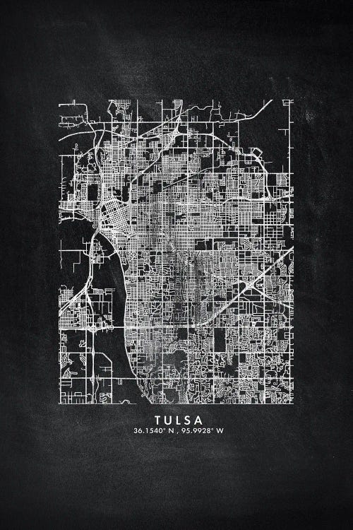 Tulsa City Map Chalkboard Style by WallDecorAddict wall art