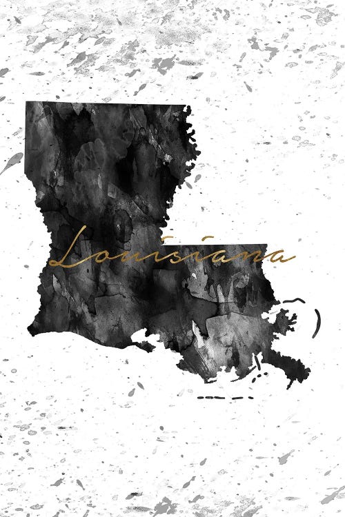 Louisiana Black And White Gold by WallDecorAddict canvas print