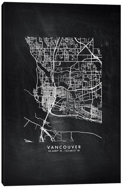 Vancouver City Map Chalkboard Style Canvas Art Print - British Columbia Art