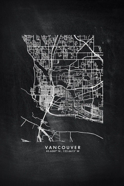 Vancouver City Map Chalkboard Style