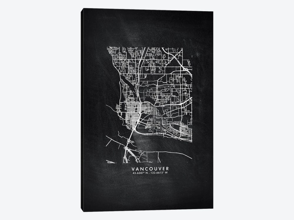 Vancouver City Map Chalkboard Style by WallDecorAddict 1-piece Canvas Art Print