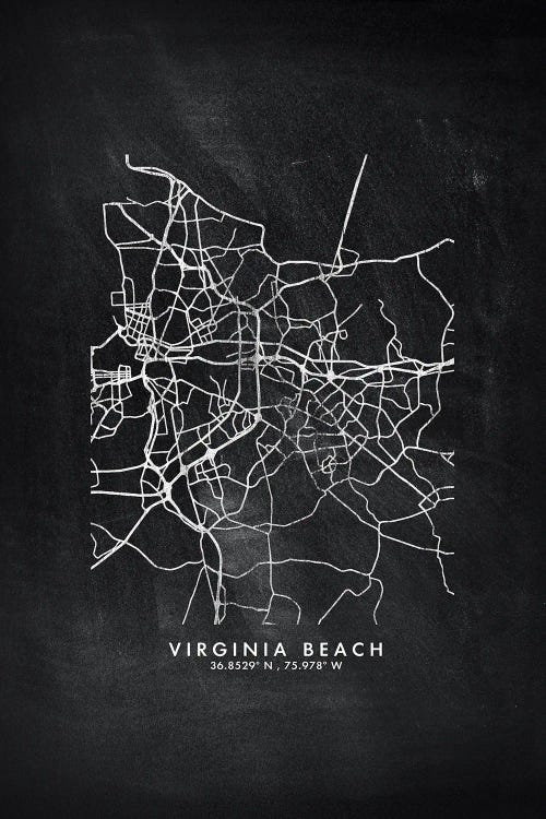 Virginia Beach City Map Chalkboard Style