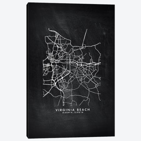 Virginia Beach City Map Chalkboard Style Canvas Print #WDA2221} by WallDecorAddict Canvas Art