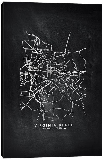 Virginia Beach City Map Chalkboard Style Canvas Art Print