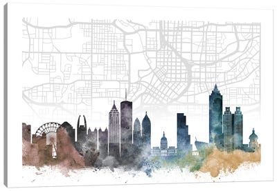 Atlanta Skyline City Map Canvas Art Print - Atlanta Maps