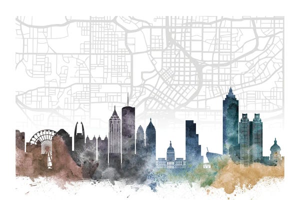 Georgia: Atlanta Skyline City Map by WallDecorAddict