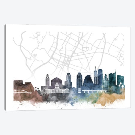 Austin Skyline City Map Canvas Print #WDA2224} by WallDecorAddict Canvas Print