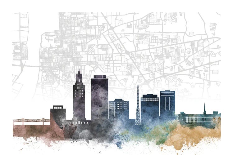Baton Rouge Skyline City Map