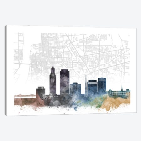 Baton Rouge Skyline City Map Canvas Print #WDA2226} by WallDecorAddict Art Print