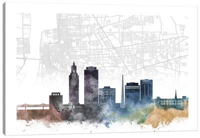 Baton Rouge Skyline City Map Canvas Art Print