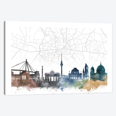 Berlin Skyline City Map Canvas Print #WDA2227} by WallDecorAddict Canvas Art Print
