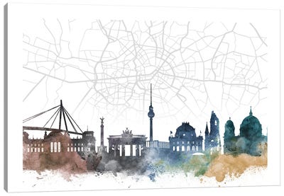 Berlin Skyline City Map Canvas Art Print - Berlin Art