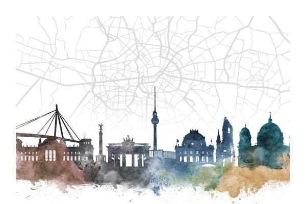 Berlin: Berlin Skyline City Map by WallDecorAddict