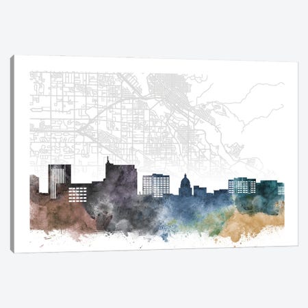 Boise Skyline City Map Canvas Print #WDA2228} by WallDecorAddict Canvas Art