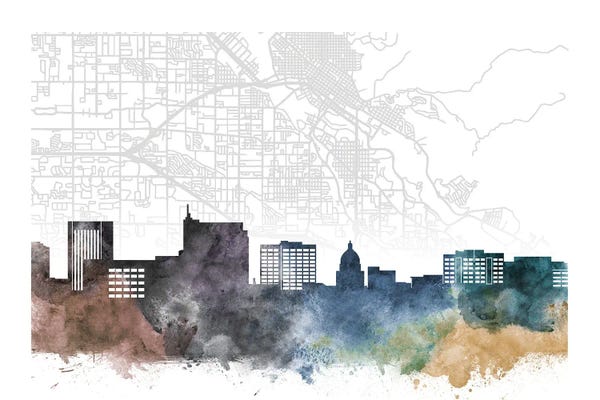 Idaho: Boise Skyline City Map by WallDecorAddict