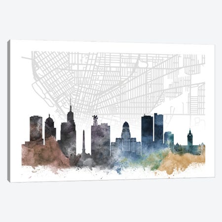 Buffalo Skyline City Map Canvas Print #WDA2230} by WallDecorAddict Art Print