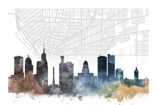 Buffalo: Buffalo Skyline City Map by WallDecorAddict