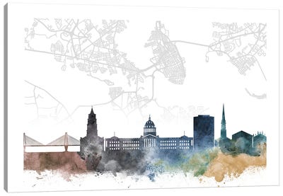 Charleston Skyline City Map Canvas Art Print - WallDecorAddict