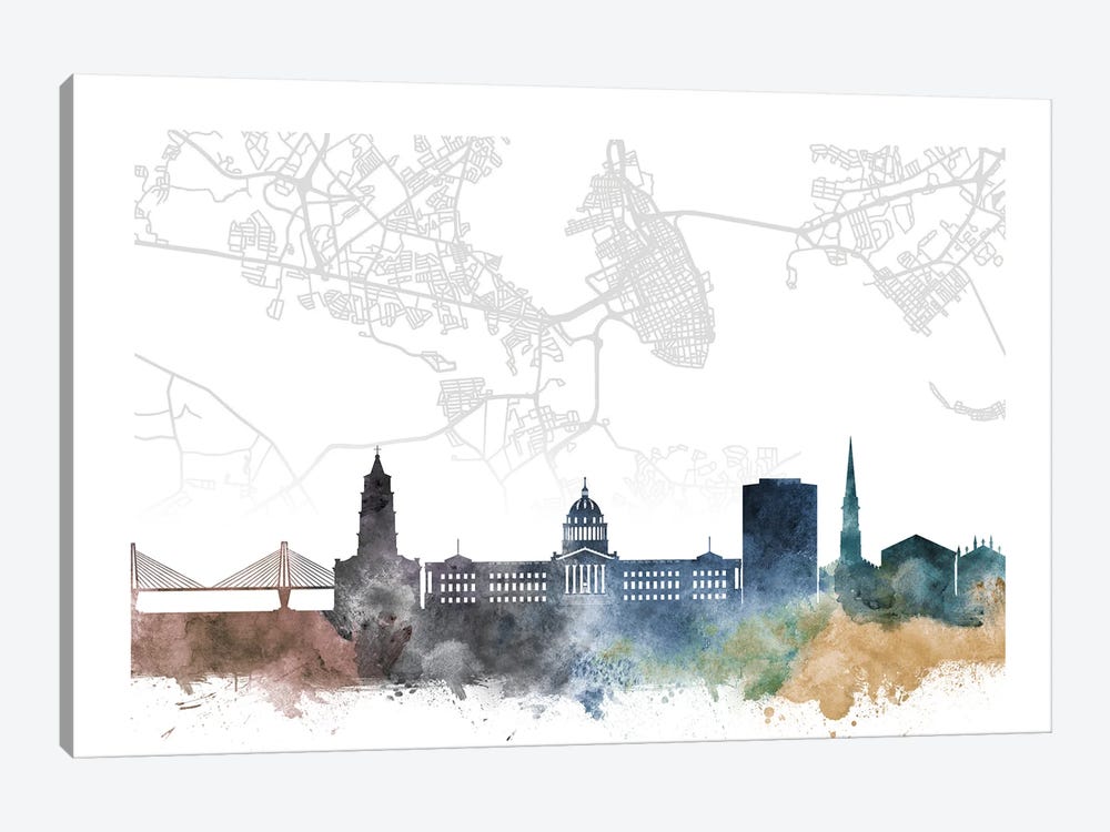 Charleston Skyline City Map by WallDecorAddict 1-piece Art Print