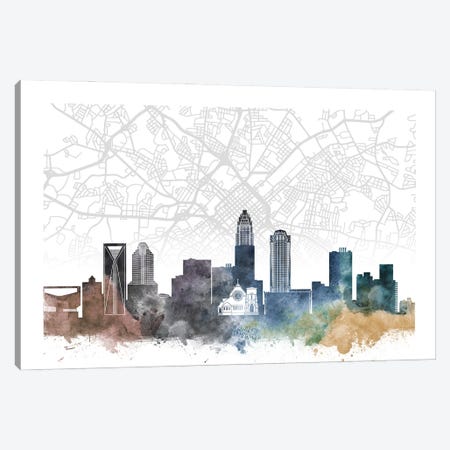 Charlotte Skyline City Map Canvas Print #WDA2232} by WallDecorAddict Canvas Print