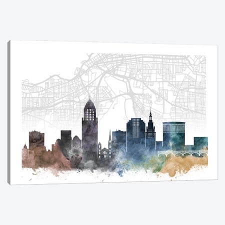 Cleveland Skyline City Map Canvas Print #WDA2235} by WallDecorAddict Canvas Art